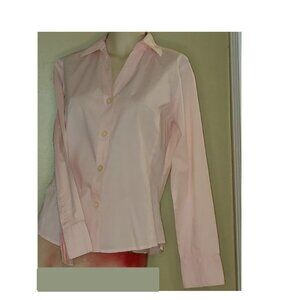 Bass - Pink Button Down Blouse, Womens, Small, Cotton/Spandex Blend